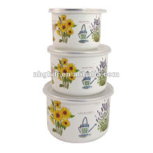 enamel salad bowl sets with PP lid